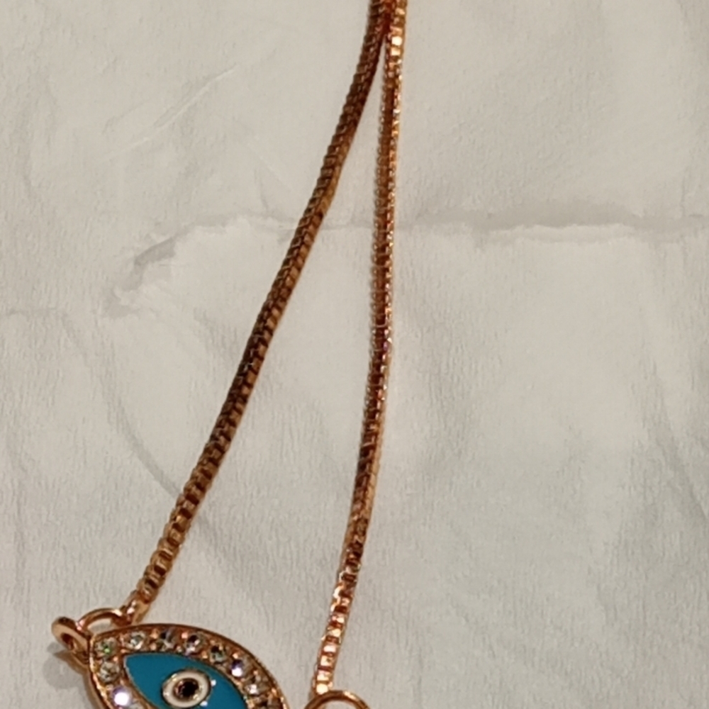 Twin Evil Eye Enamel Adjustable Bracelet - Picture 7 of 12